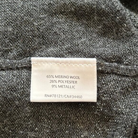 Eileen Fisher Dark Gray Sparkly Merino Wool Blend Cardigan - Size XL - Picture 5 of 6